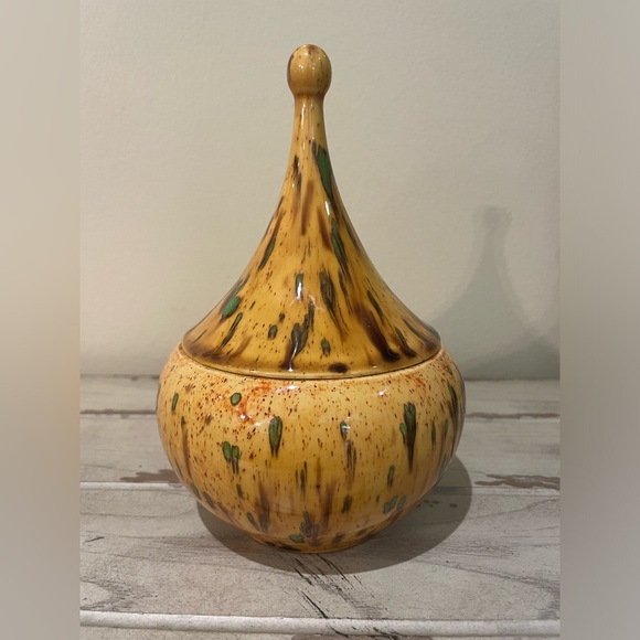 Vintage Splatterware Circus Tent Style Ceramic Candy Jar - Picture 1 of 7